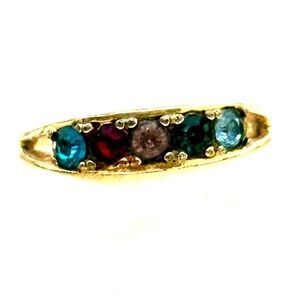 Vintage I Love You Birthstone Ring Colored Stones Gold Tone